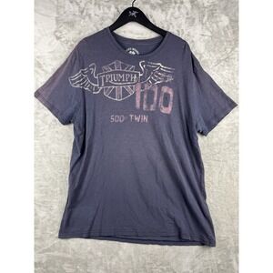 Lucky‎ Brand Triumph Motorcycles Shirt Mens XL Gray Tee Paper Thin Faded Smoky